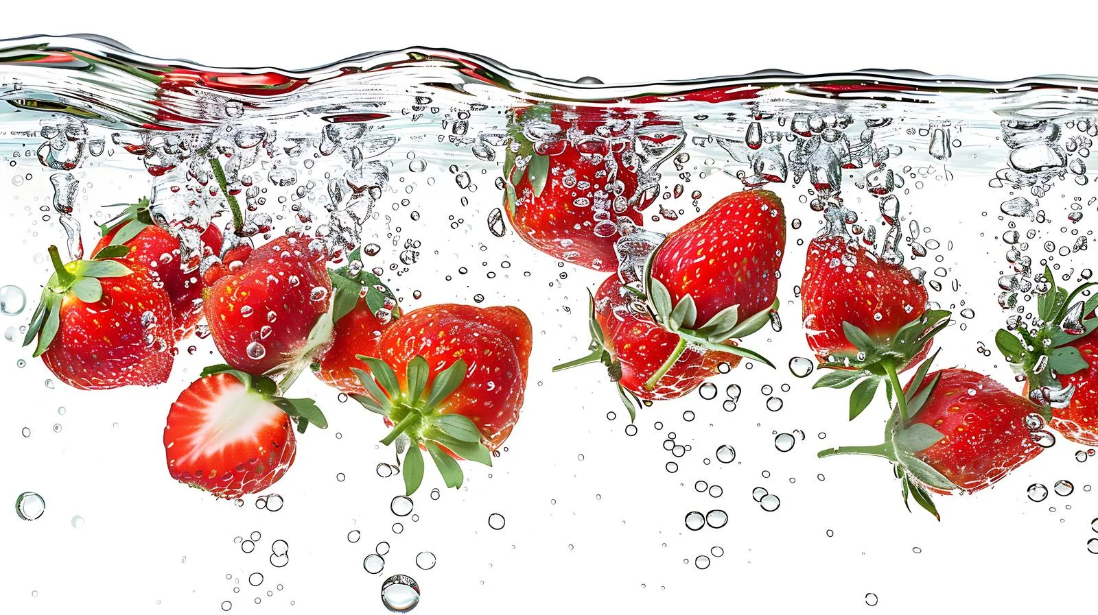 Vibrant Floating Strawberries in Watercolor Splash — free download from Dotvec