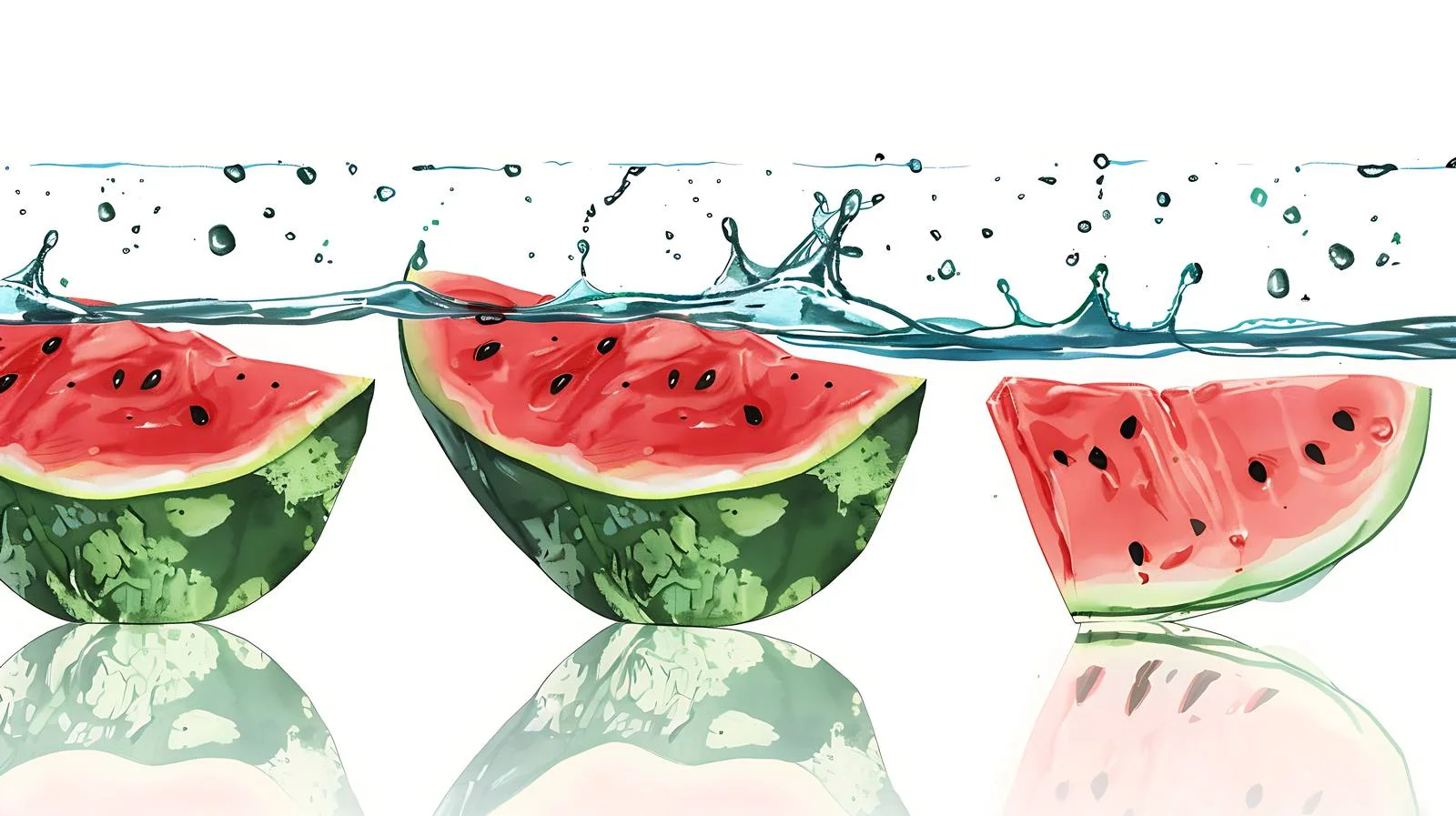 Watermelon Floating in Water Illustration — free download from Dotvec