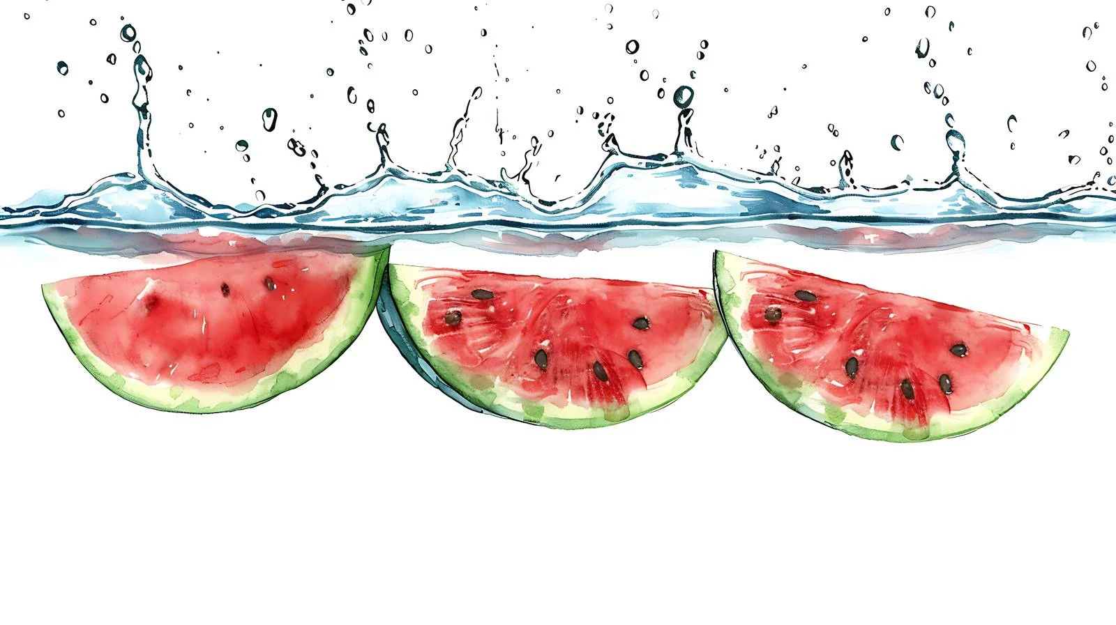 Watermelon Floats in Abstract Water Illustration — free download from Dotvec