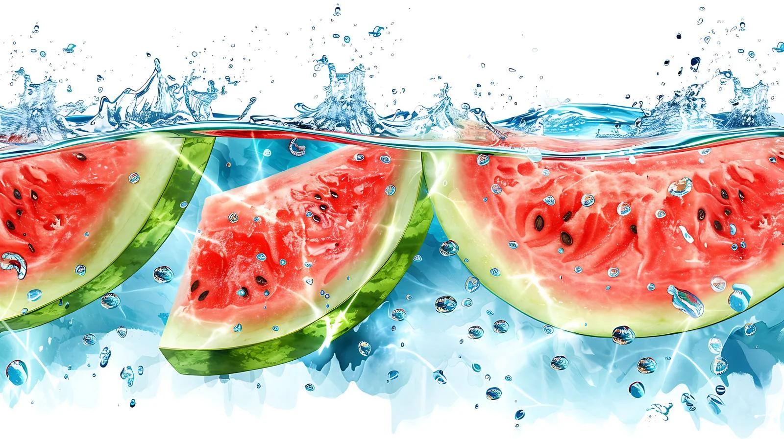 Vibrant Watermelon Floating in Crystal Clear Water — free download from Dotvec