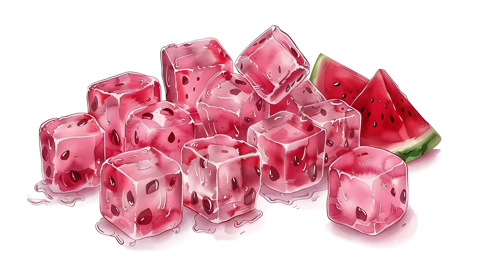 Watermelon Ice Cubes Illustration — free download from Dotvec