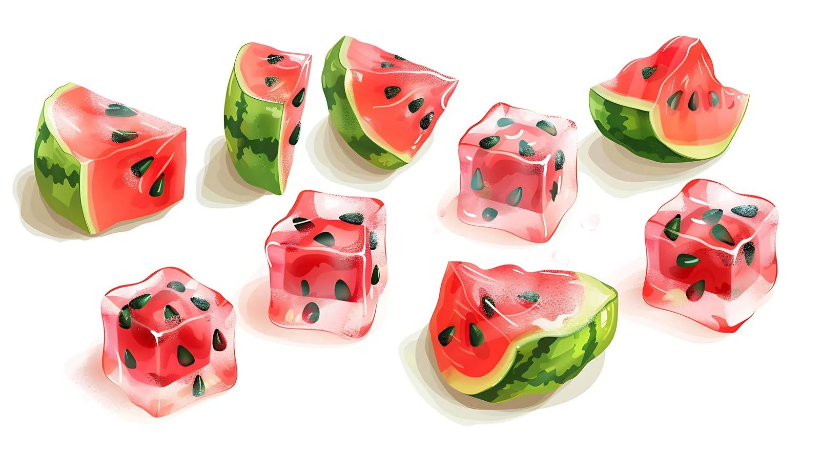Vibrant Watermelon Ice Cubes Illustration — free download from Dotvec