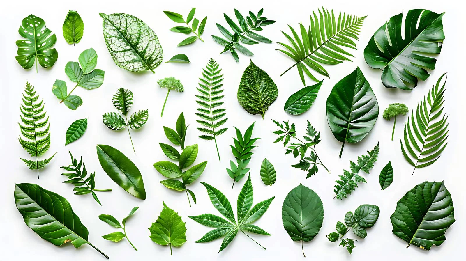 Green Leaves Creative Flat Lay Layout — free download from Dotvec