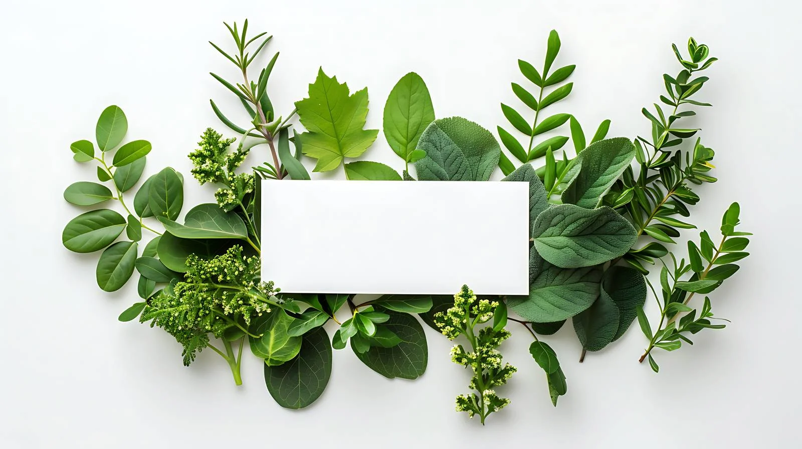 Green Leaves and Paper Card Layout — free download from Dotvec