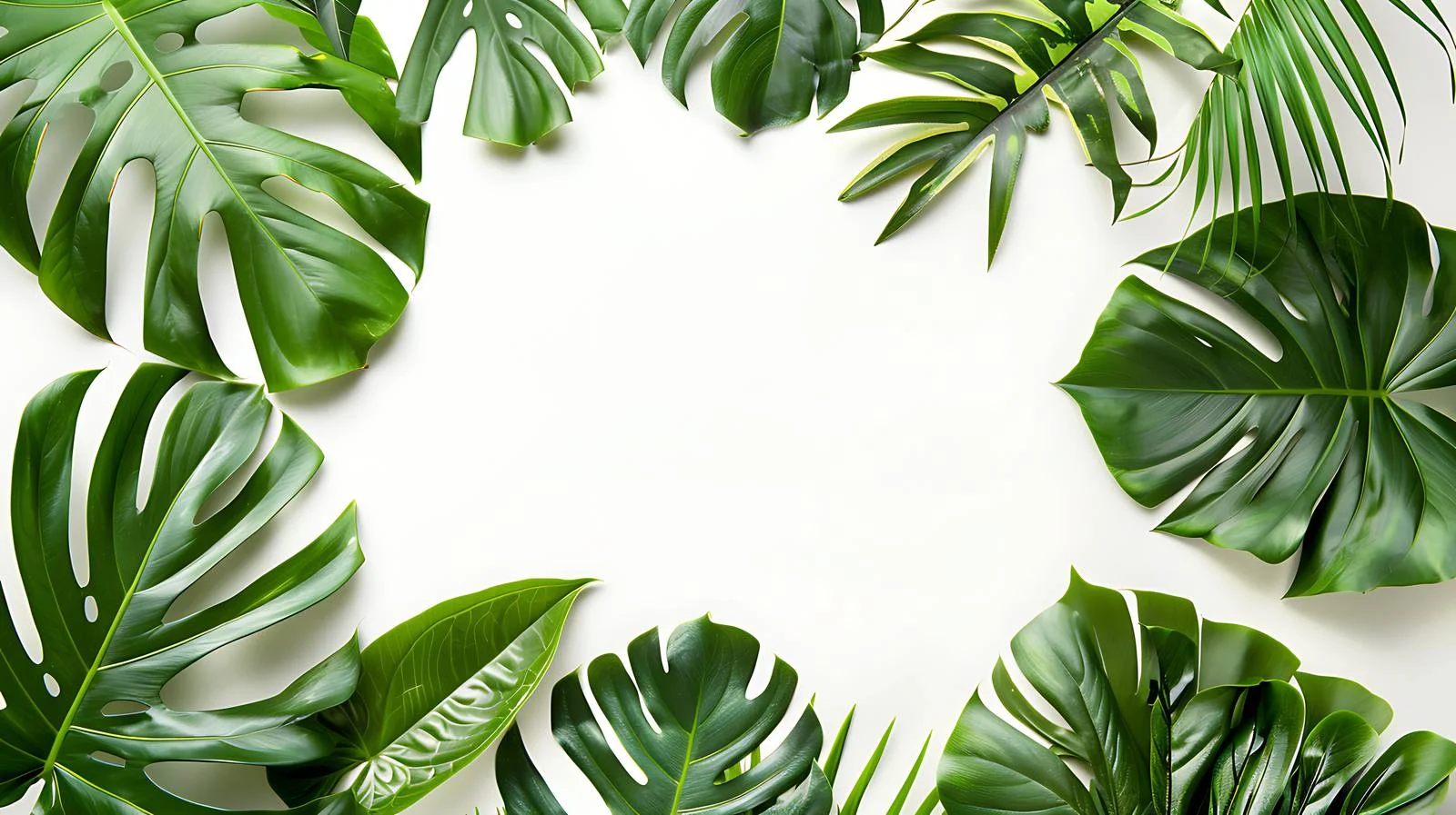 Tropical Leaves Layout on White Background — free download from Dotvec