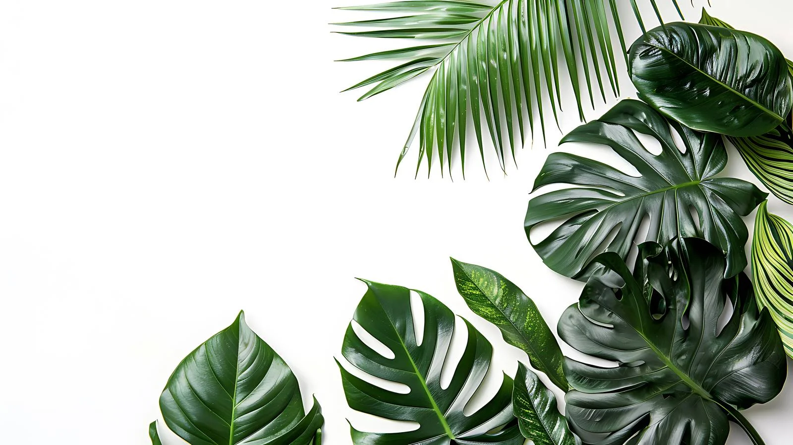 Green Tropical Leaves Creative Layout — free download from Dotvec