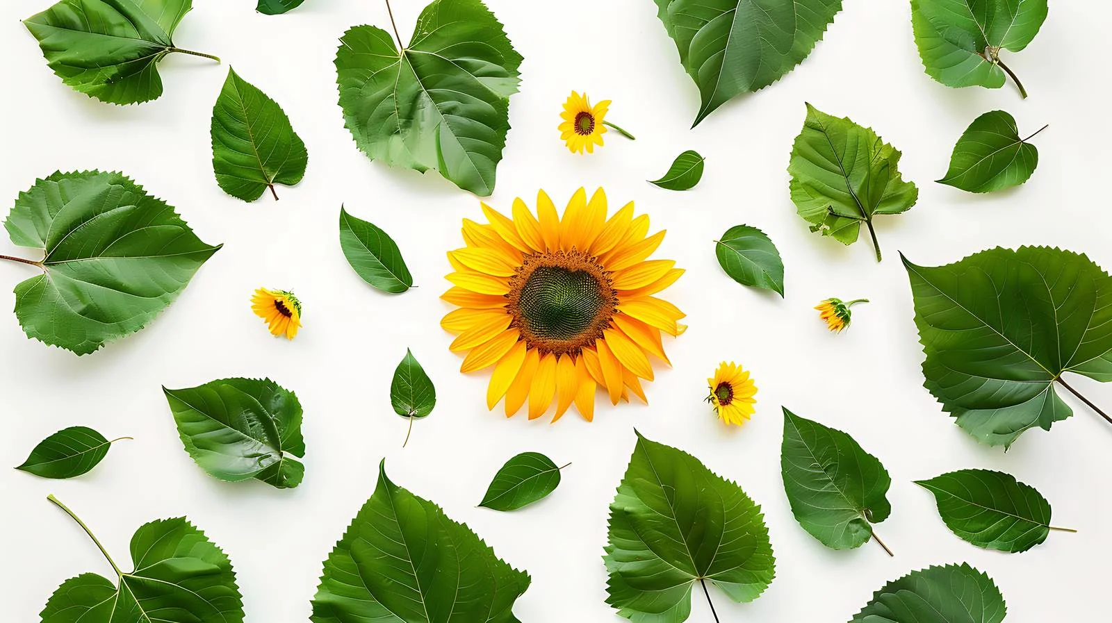 Sunflower Green Leaves Creative Layout — free download from Dotvec
