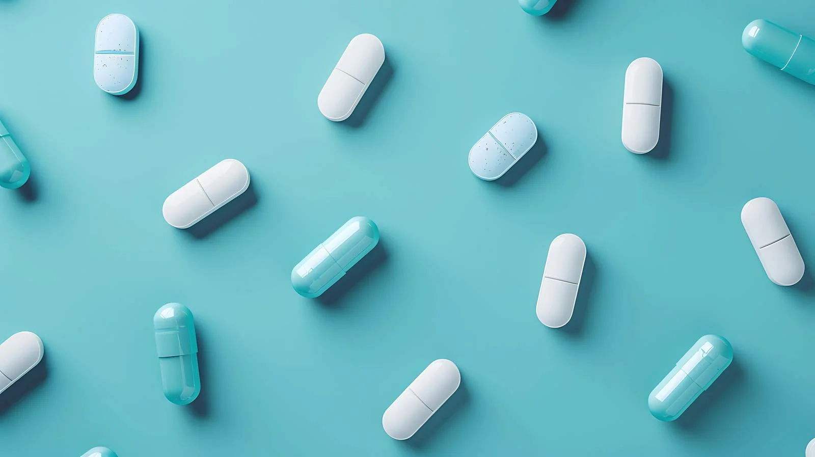 Medical Capsules on Blue Background Layout — free download from Dotvec