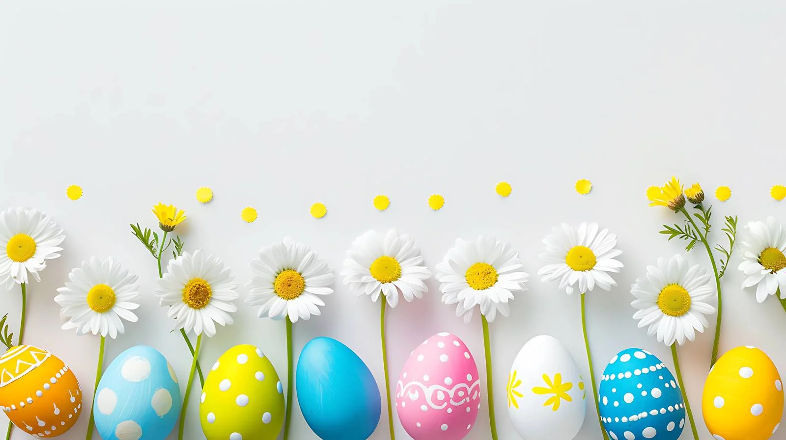 Colorful Easter Eggs and Daisy Layout — free download from Dotvec