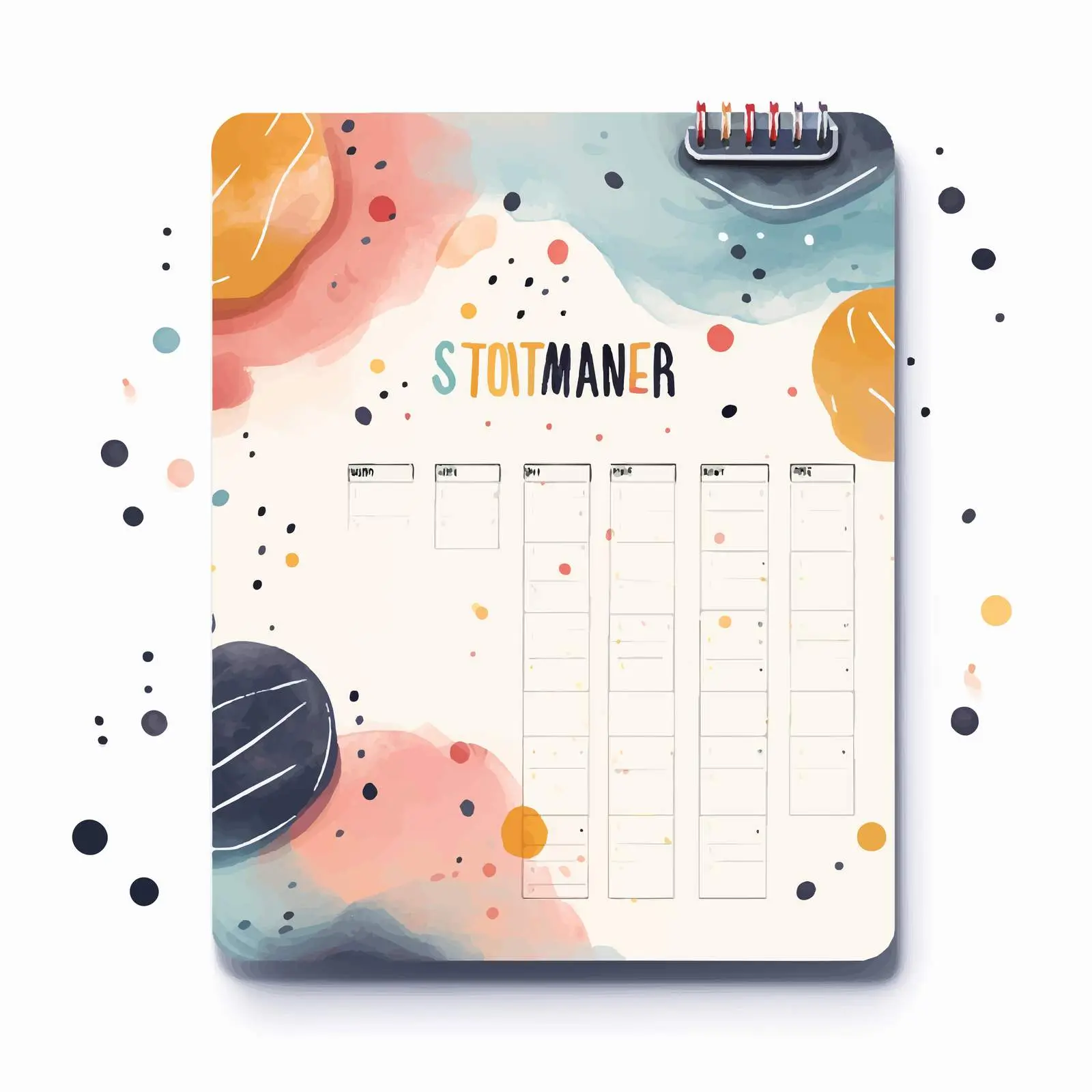 Colorful Monthly Planner Template with Dots – free aesthetic planner image from Dotvec