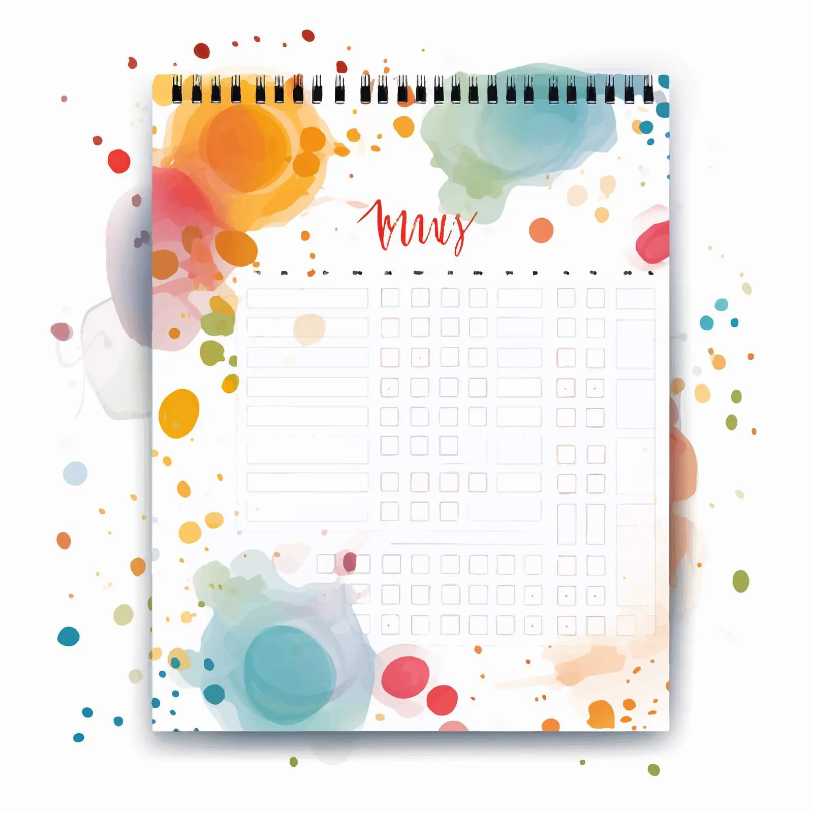 Creative Monthly Planner Template with Colorful Dots — free download from Dotvec