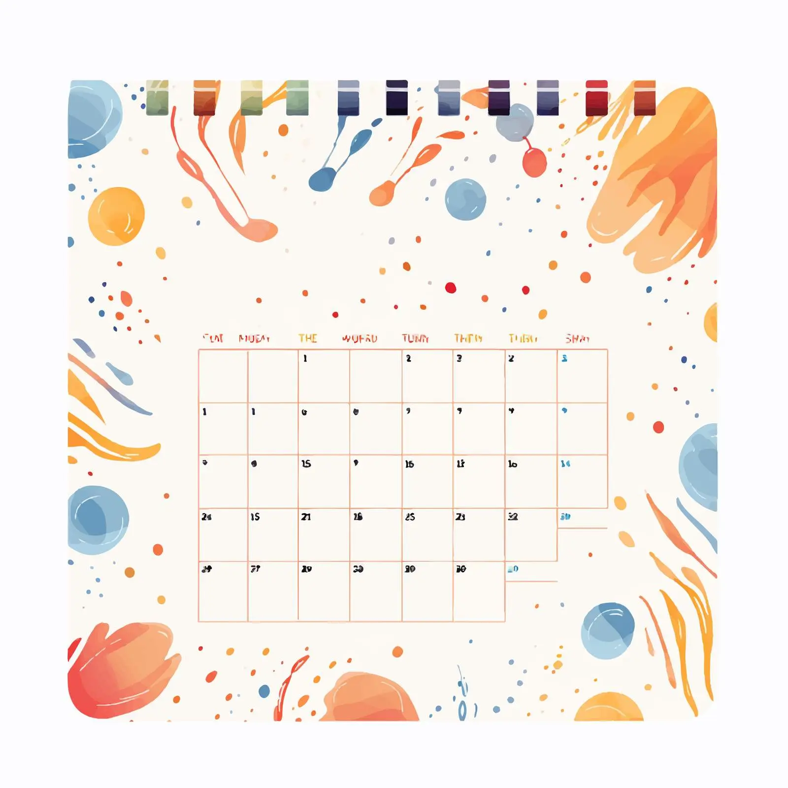 Colorful Monthly Planner Template with Dots – free monthly overview image from Dotvec