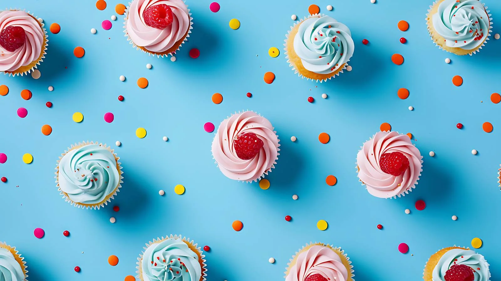Elegant Cupcake Pattern on Blue Background — free download from Dotvec