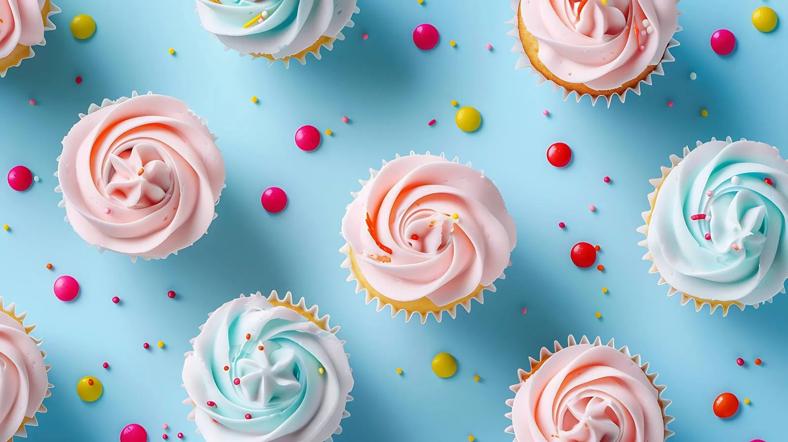 Cupcake Pattern on Blue Background — free download from Dotvec