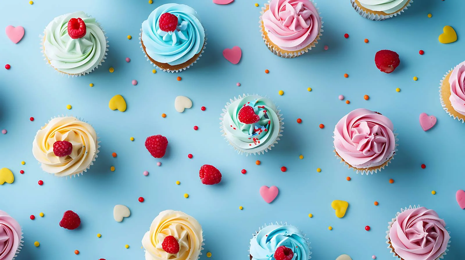 Cupcake Pattern on Blue Background — free download from Dotvec