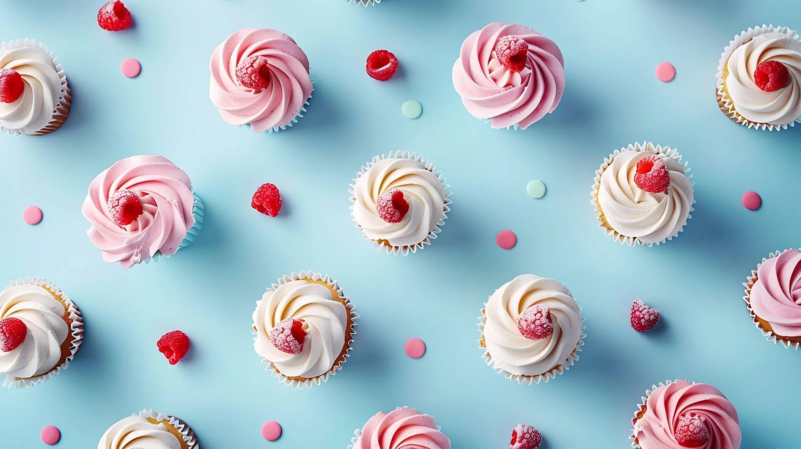 Cupcake Pattern on Blue Background — free download from Dotvec