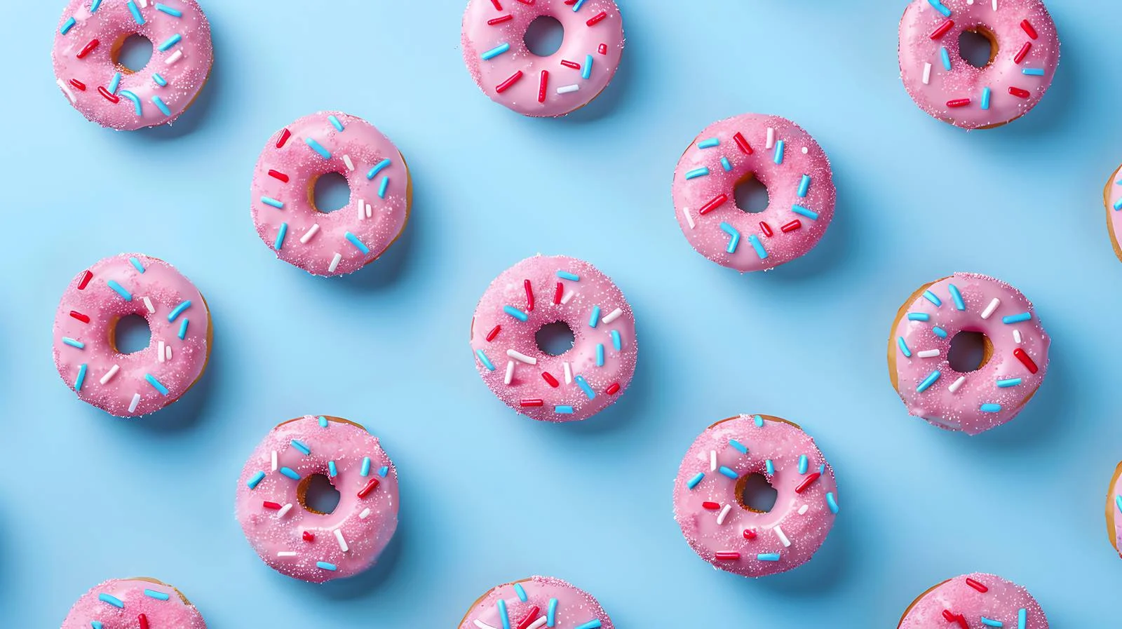 Delicious Donut Pattern on Blue Background — free download from Dotvec