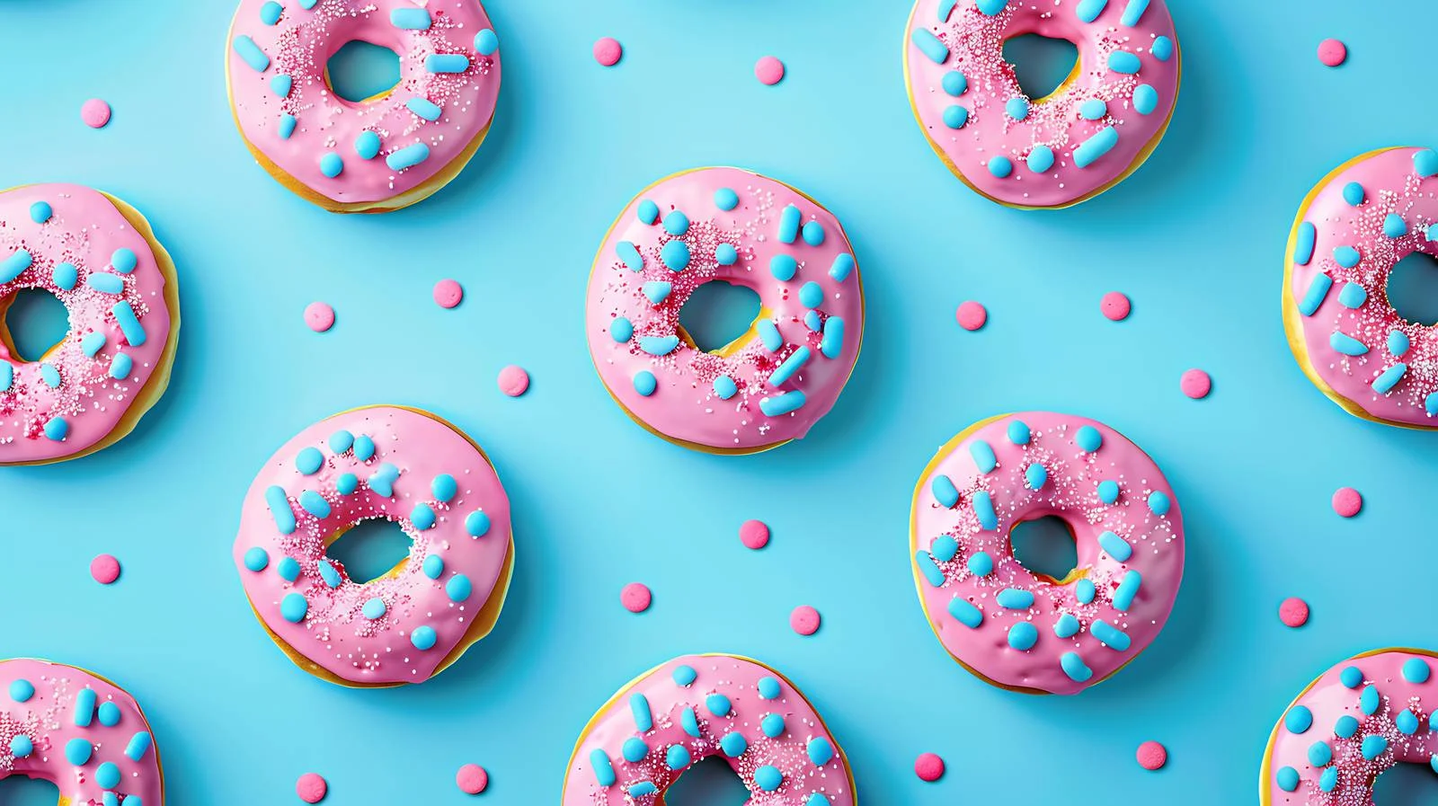 Delightful Donut Pattern on Blue Background — free download from Dotvec