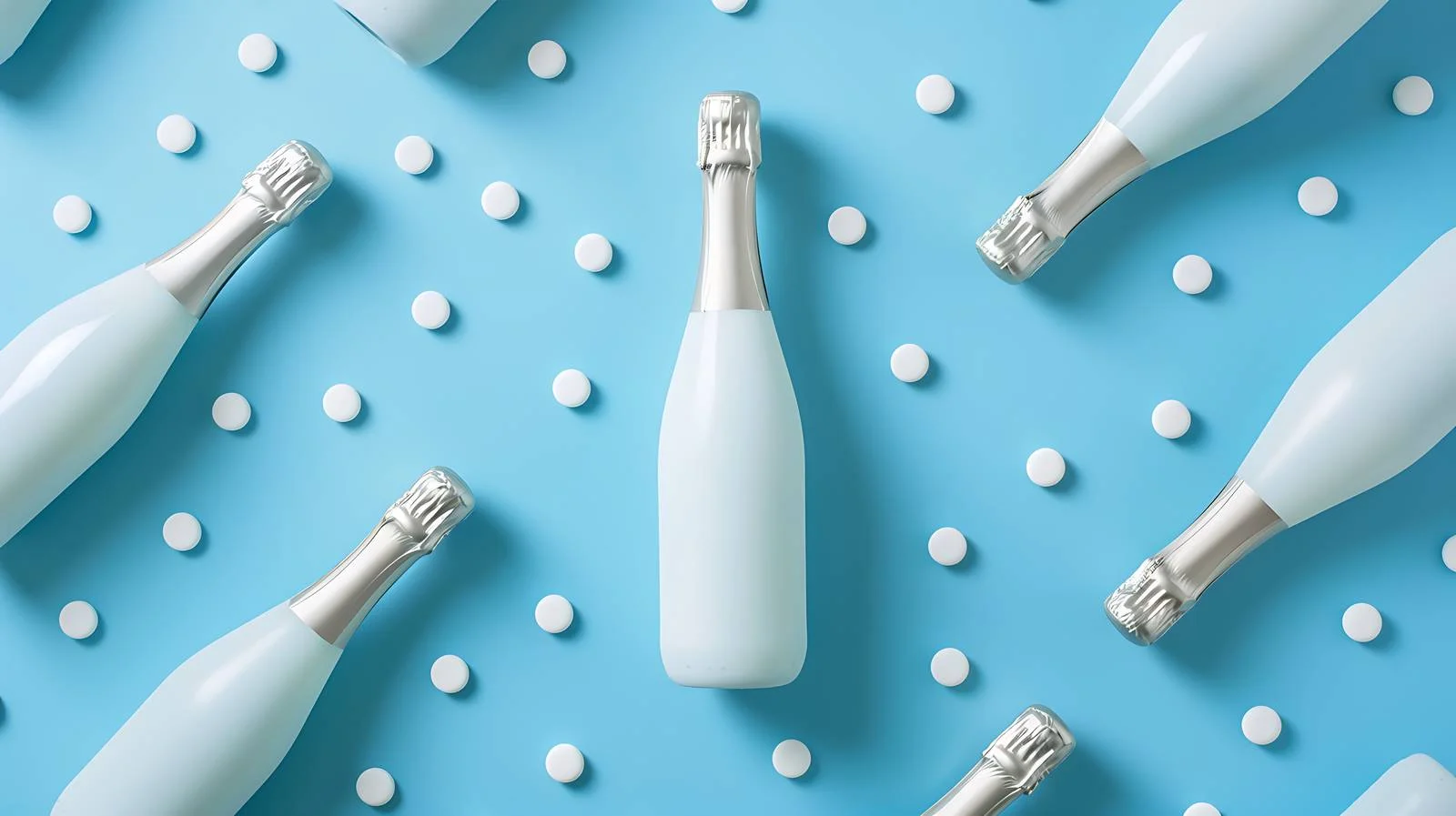 Elegant Champagne Bottle on Blue Pattern — free download from Dotvec