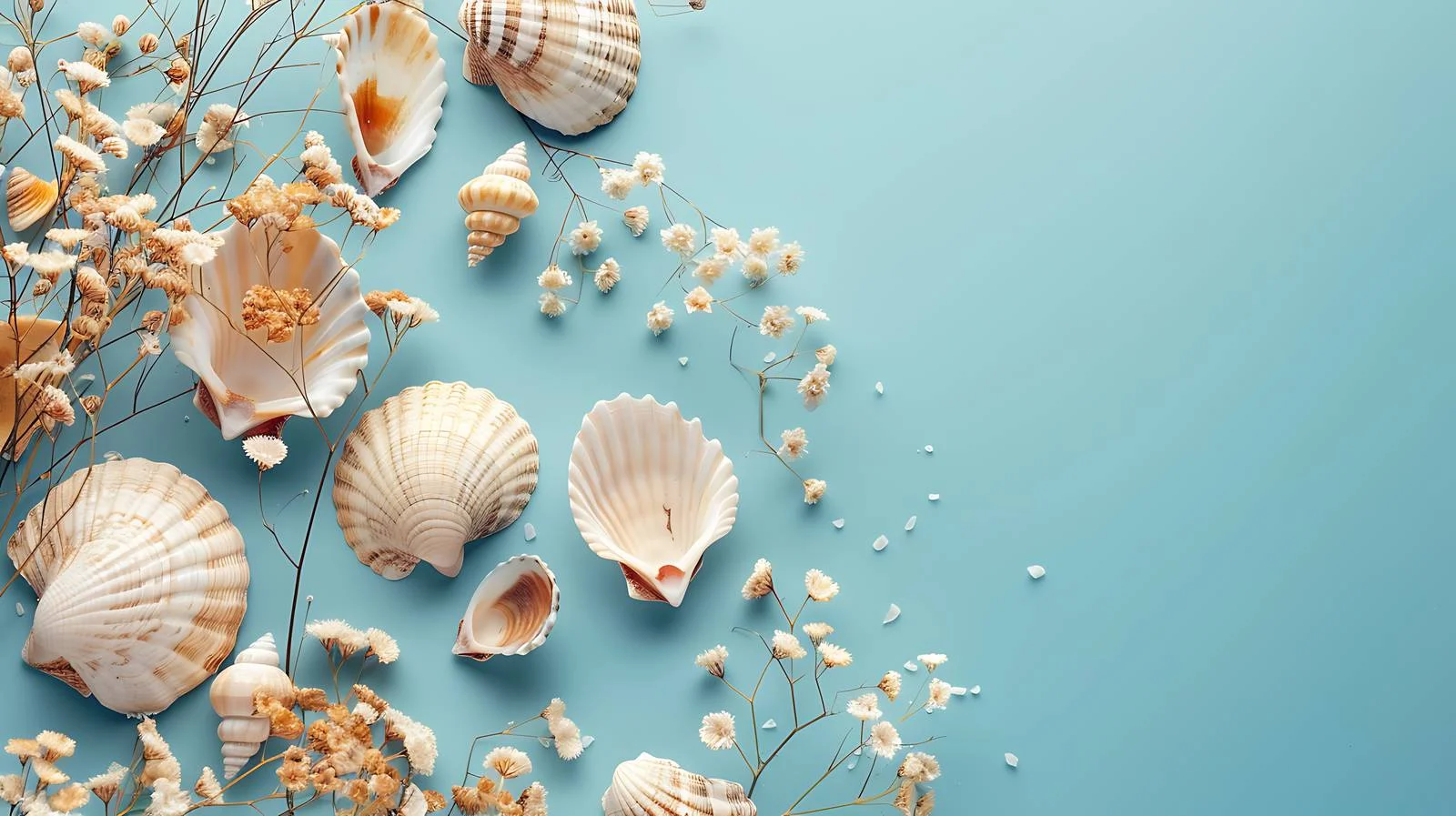 Seashell Composition on Blue Background — free download from Dotvec