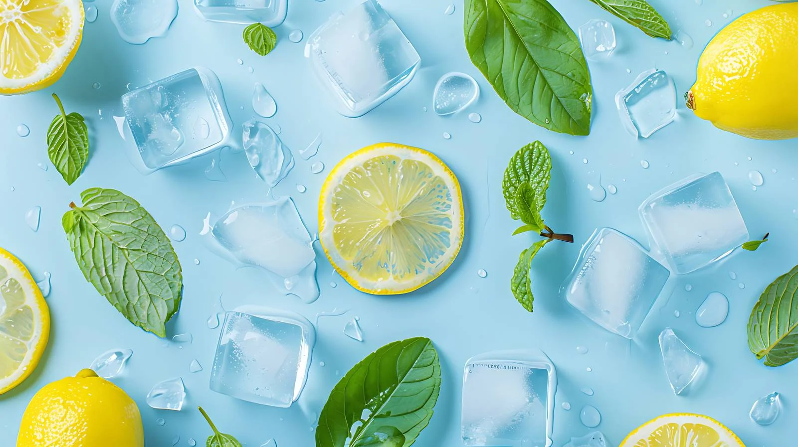 Summer Lemon Leaf Ice Composition — free download from Dotvec