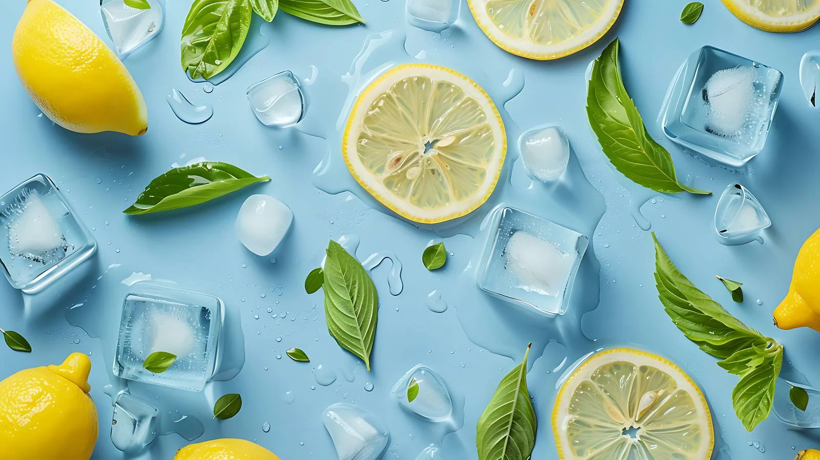 Summer Lemon Leaf Ice Composition — free download from Dotvec