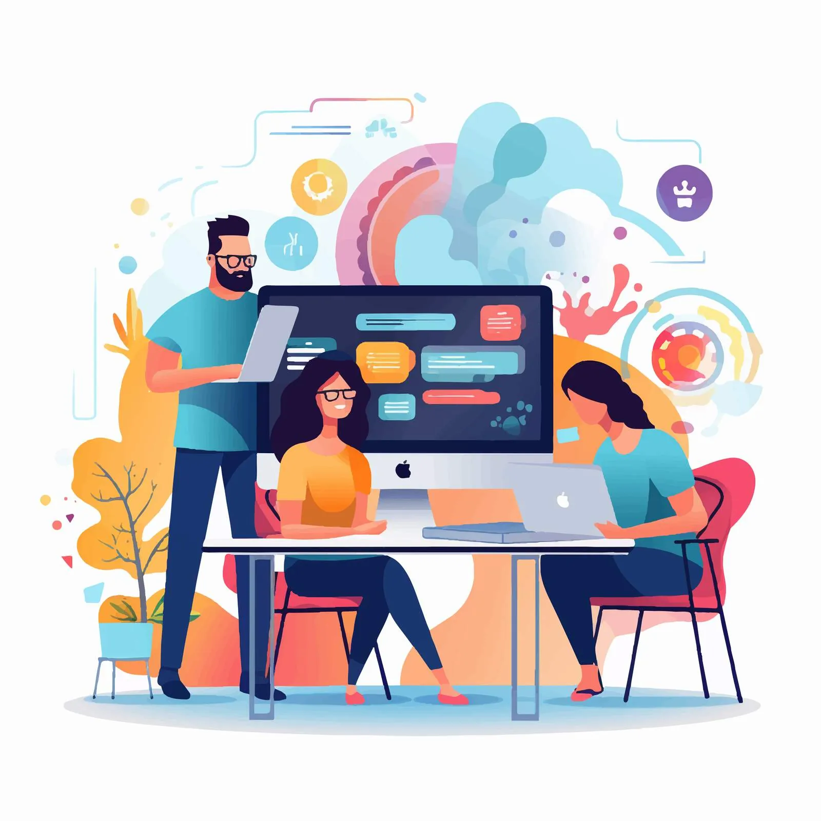 Creative Teamwork Process in Web Design – free app development image from Dotvec