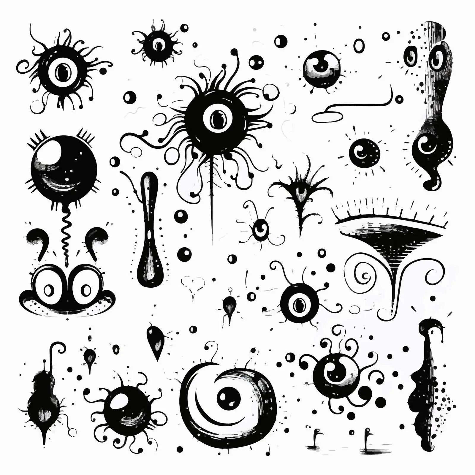 Black and White Grunge Decorative Vectors – free monochrome design image from Dotvec