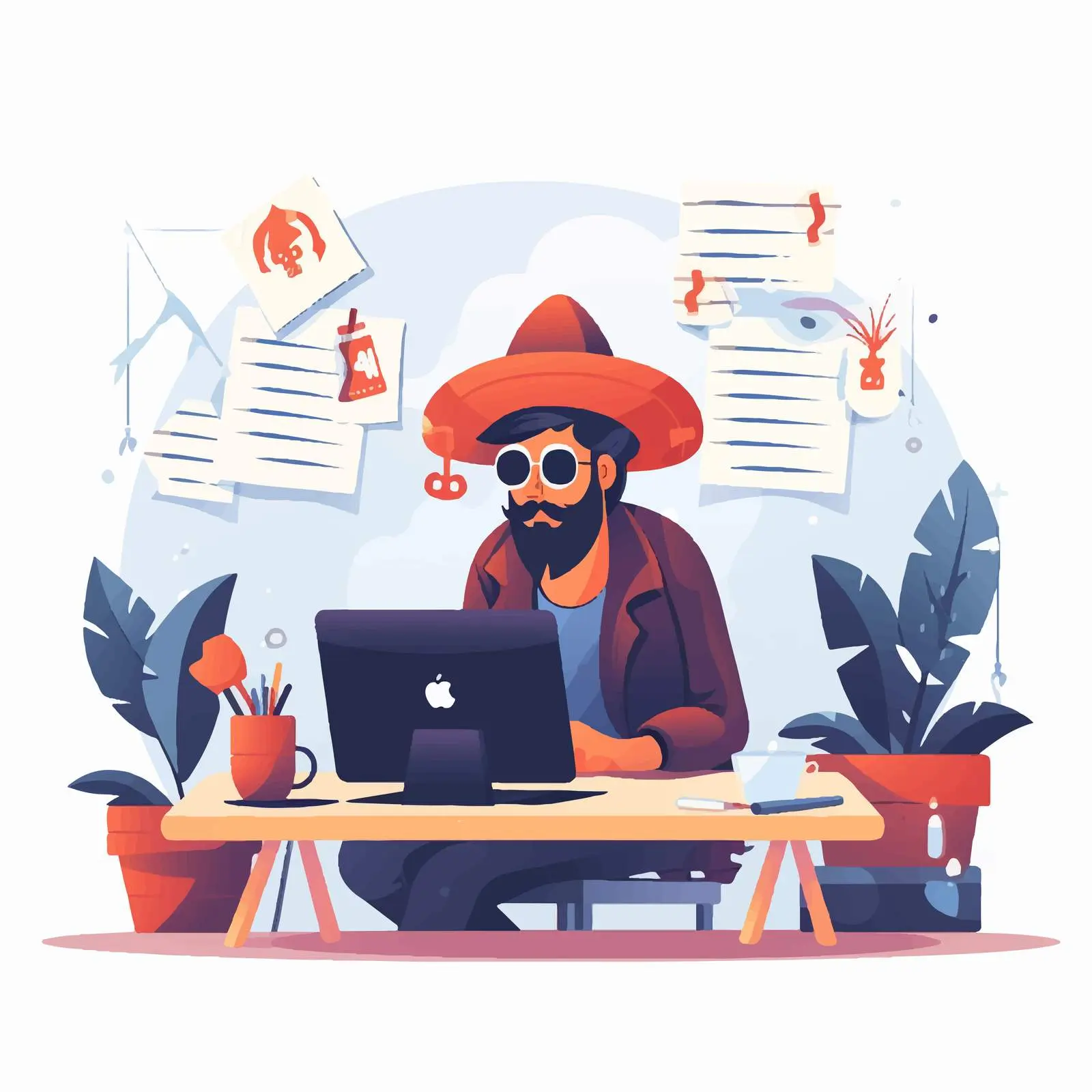 Creative Professional at Work Illustration – free content creator image from Dotvec