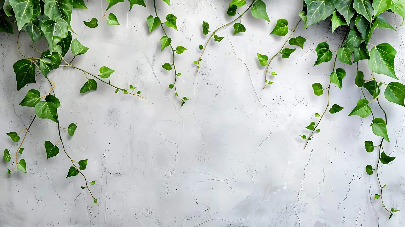 Creeper Branches with Green Leaves on Concrete Wall – free hang image from Dotvec