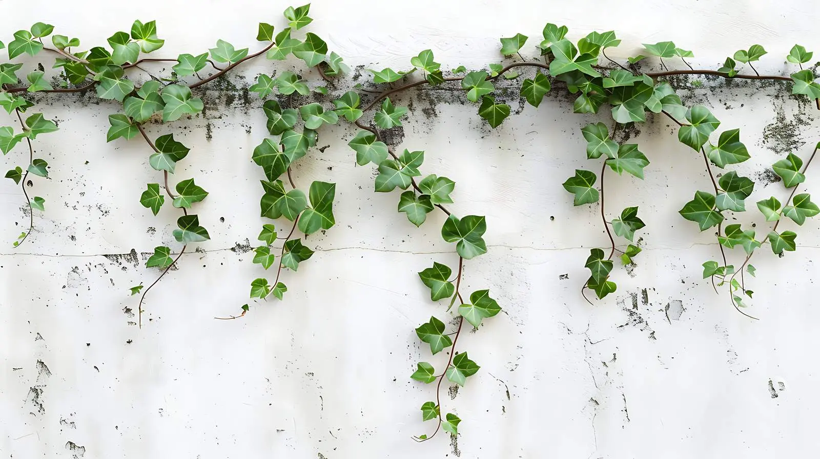 Creeper Branches with Green Leaves on Concrete Wall — free download from Dotvec