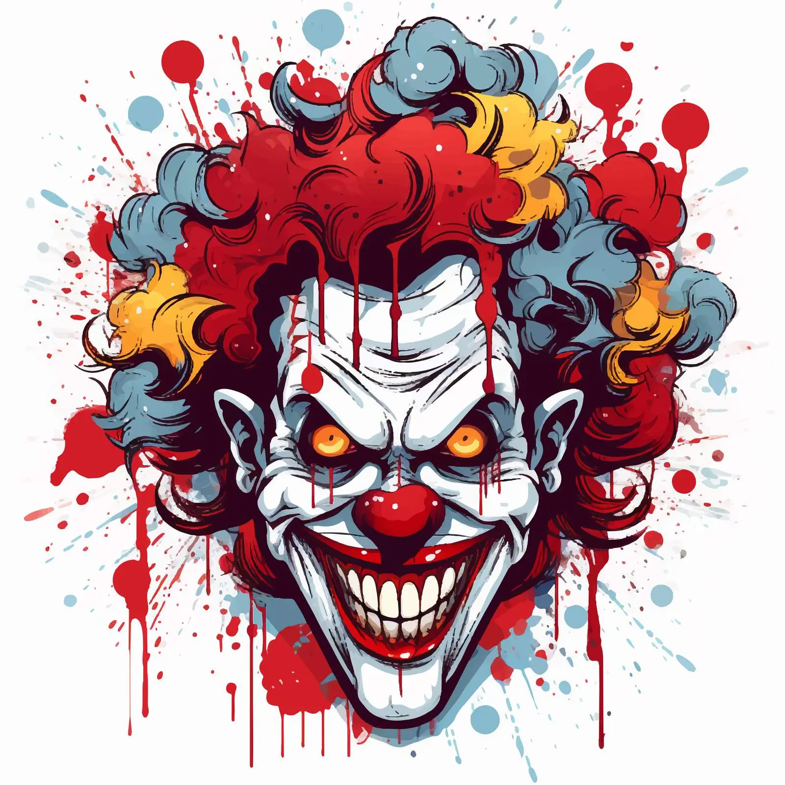 Creepy Cartoon Clown Illustration Vector Art — free download from Dotvec