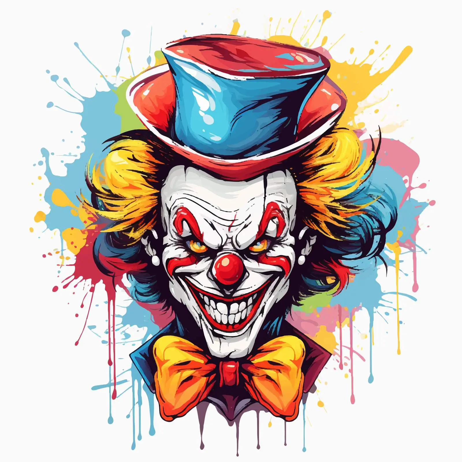 Creepy Clown Face Illustration on White Background – free clown face image from Dotvec