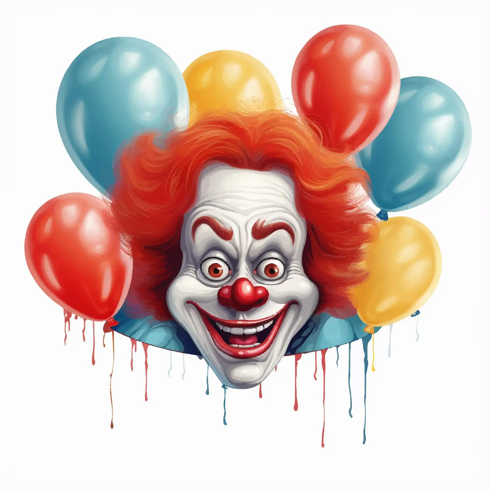 Creepy Clown Face Behind Balloon Illustration — free download from Dotvec