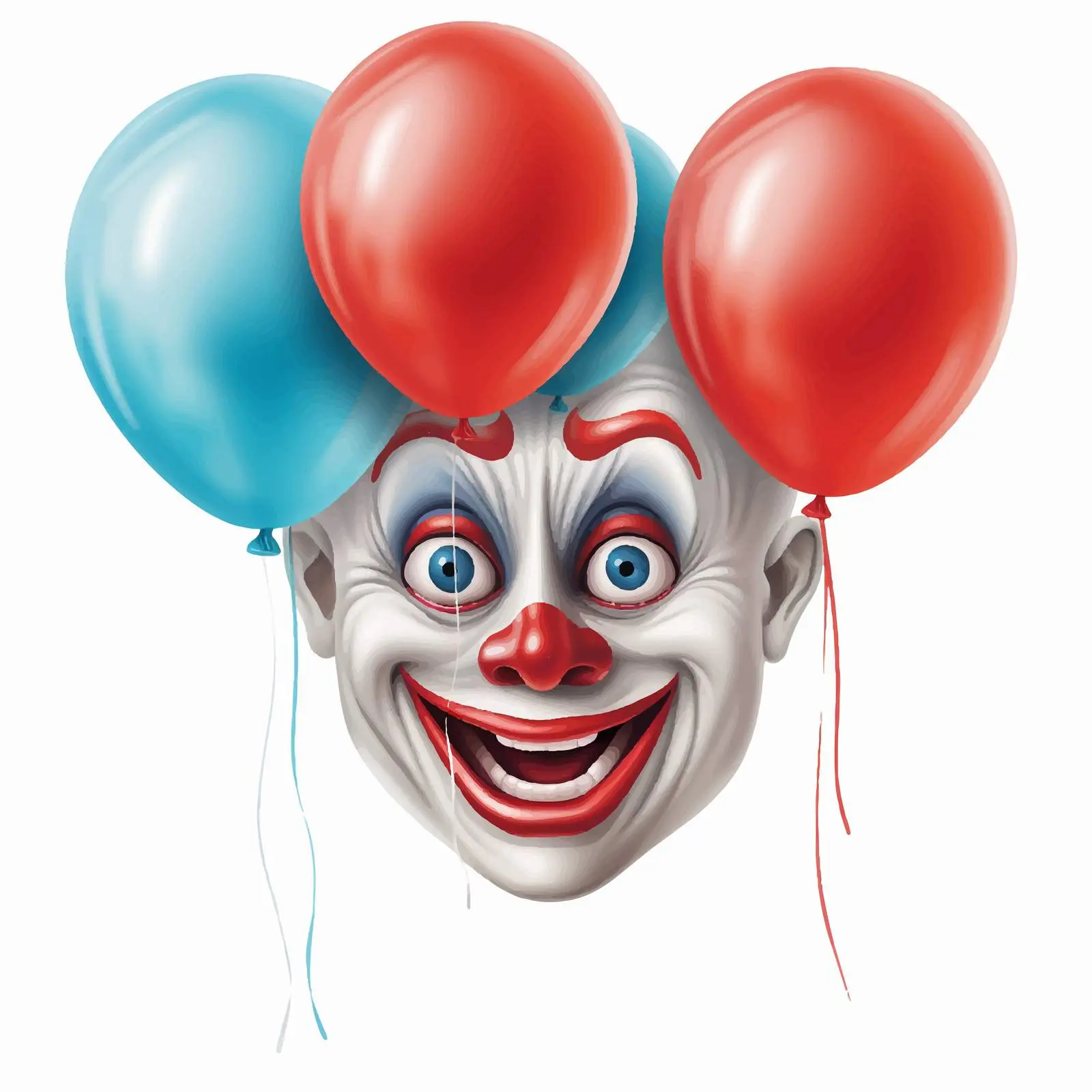 Creepy Clown Face Behind Balloon Illustration — free download from Dotvec