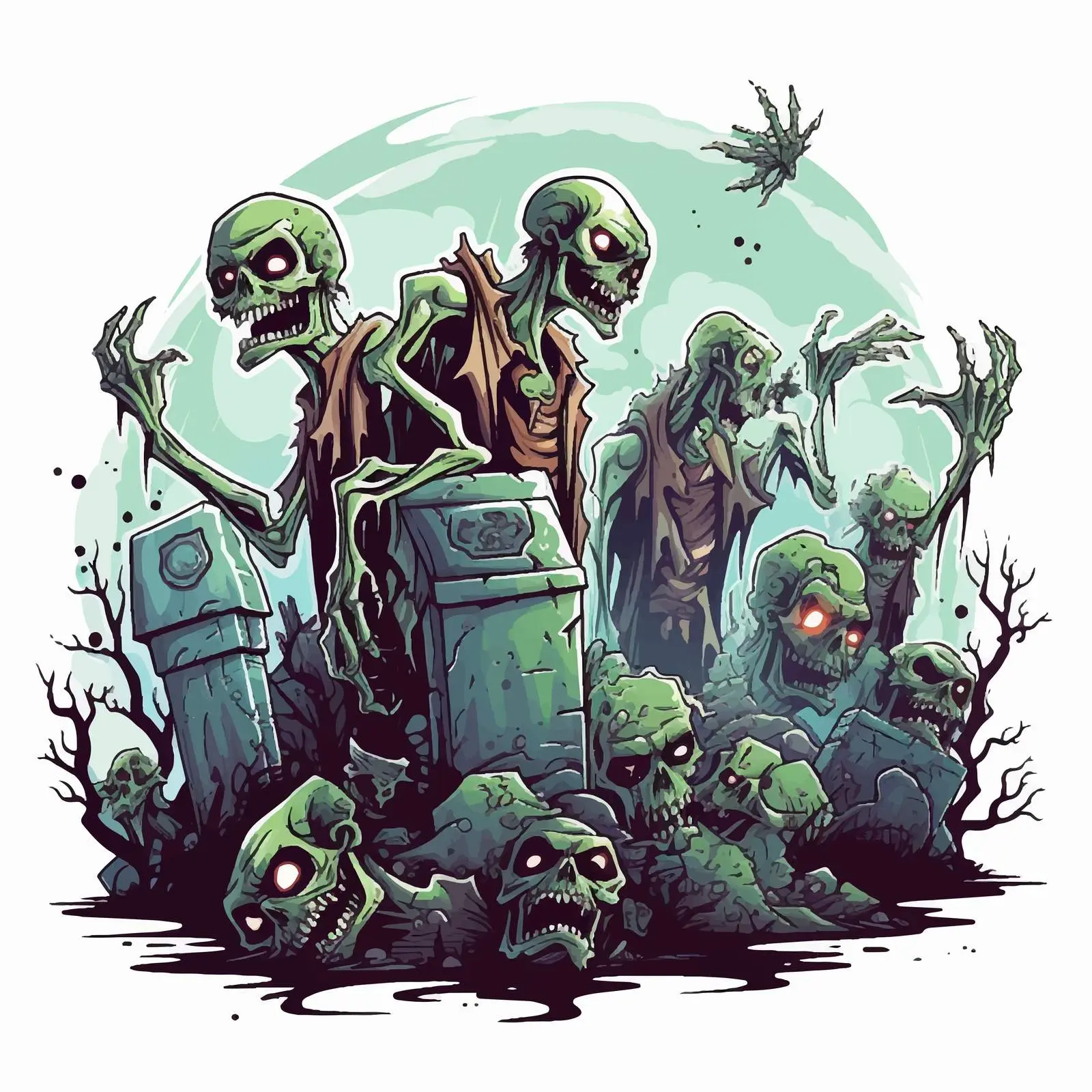 Creepy Zombie Graveyard Vector Illustration – free undead image from Dotvec
