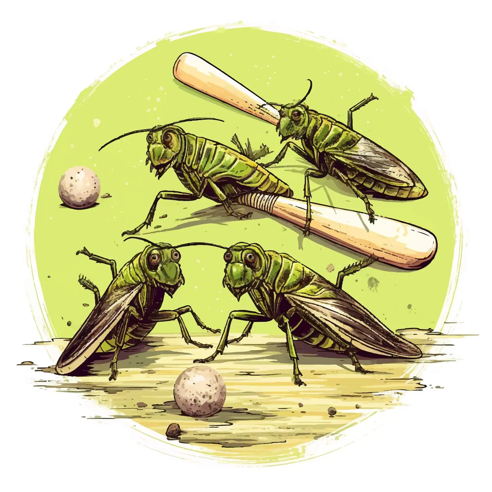 Cricket Sketch Vector Illustration on White Background — free download from Dotvec