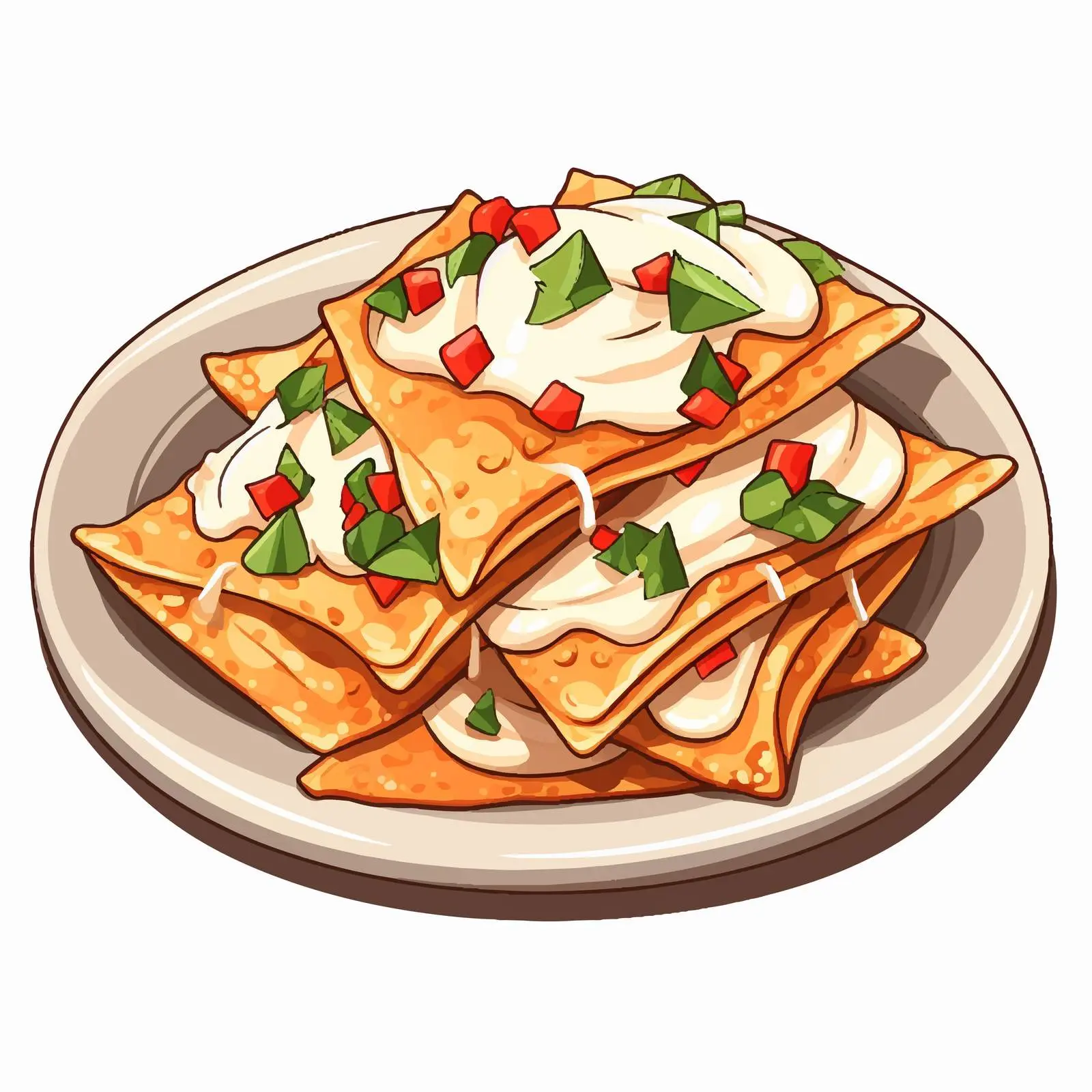 Crispy Nachos on White Plate Illustration — free download from Dotvec