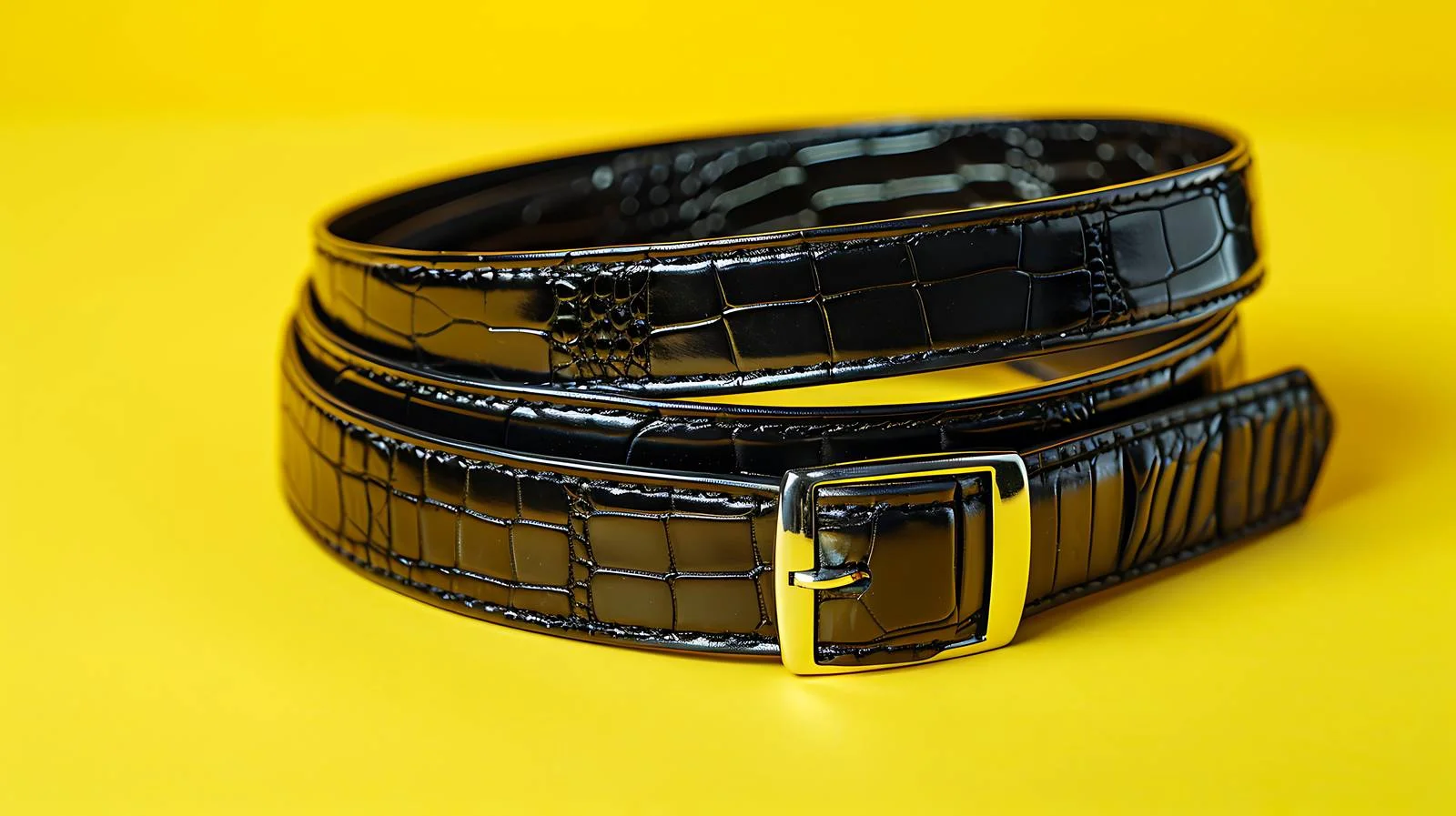 Luxury Crocodile Leather Belts on Yellow — free download from Dotvec