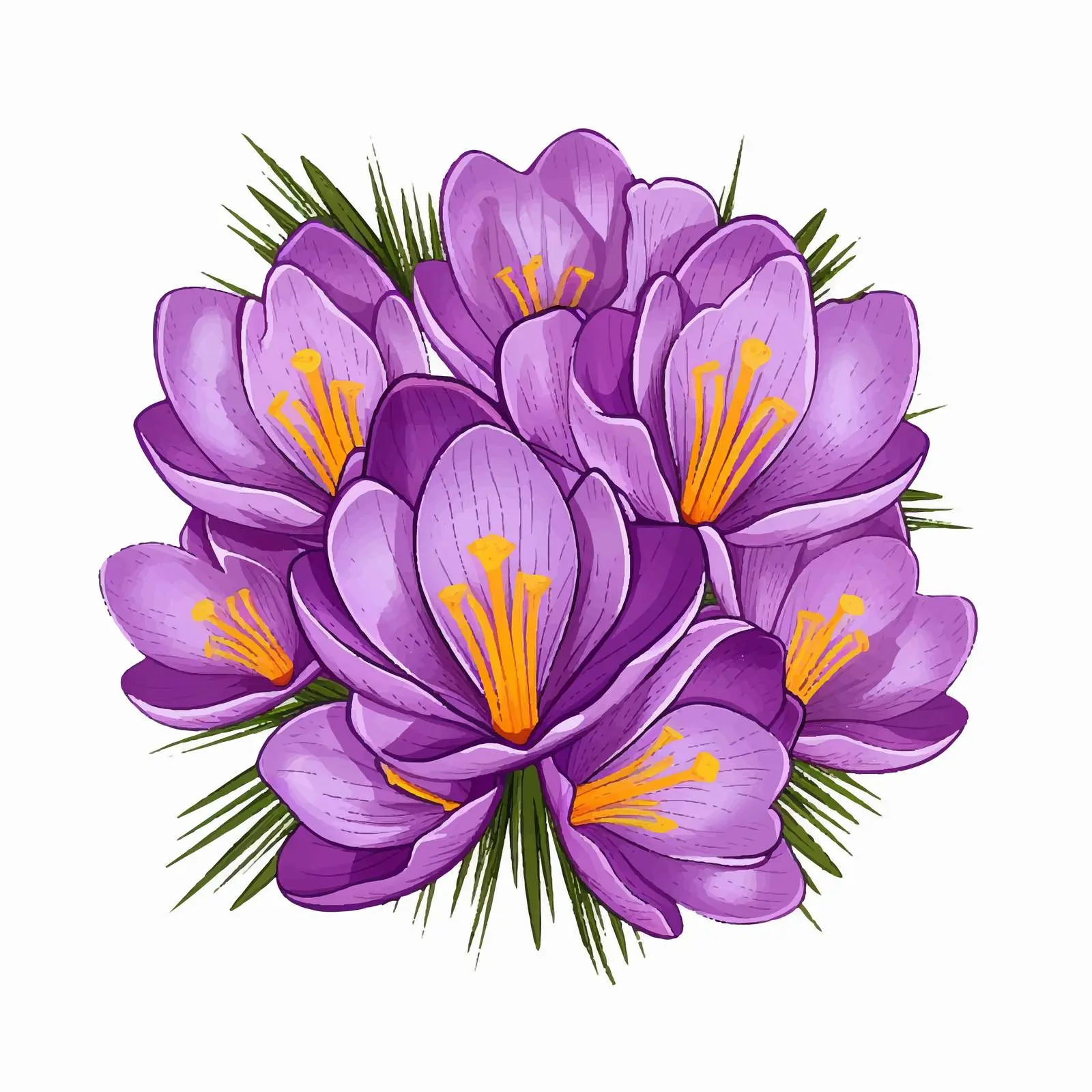 Crocus Flower Line Vector Illustration — free download from Dotvec