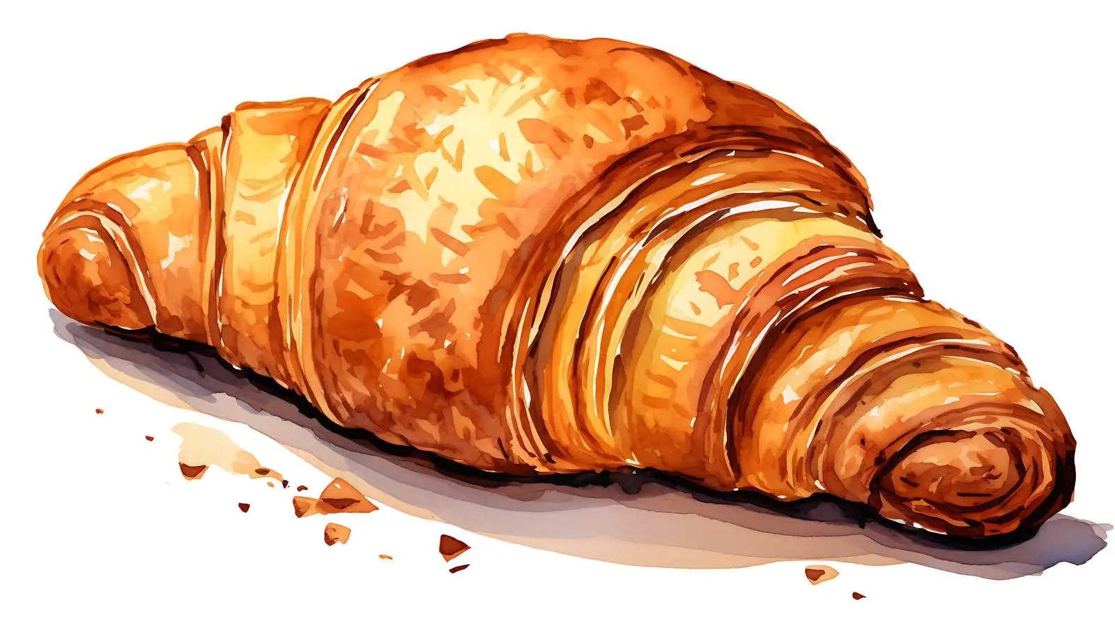 Watercolor Ink Croissant Illustration — free download from Dotvec