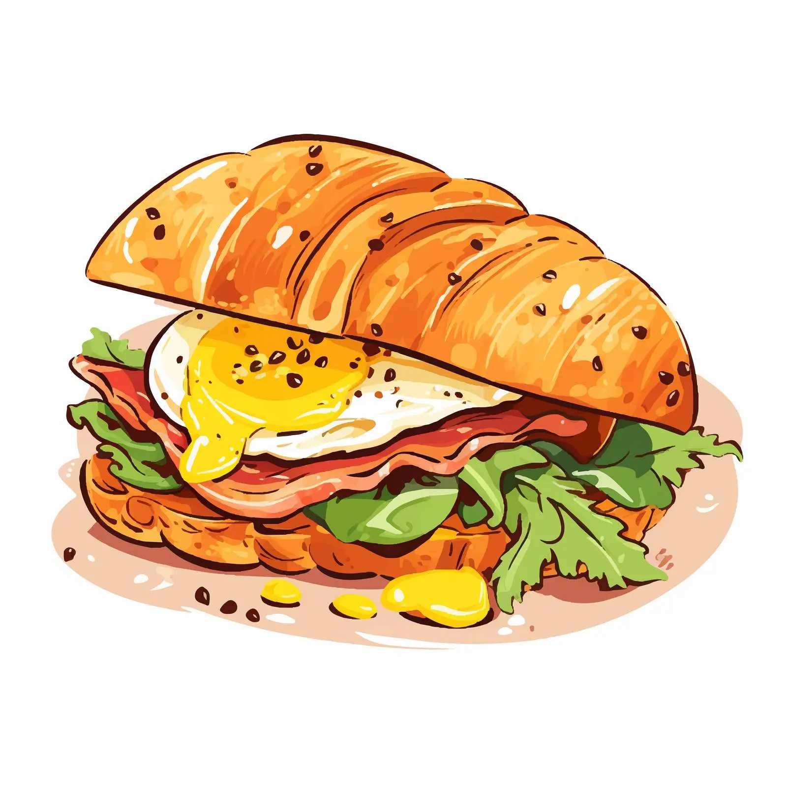 Delicious Croissant Sandwich with Egg and Ham — free download from Dotvec