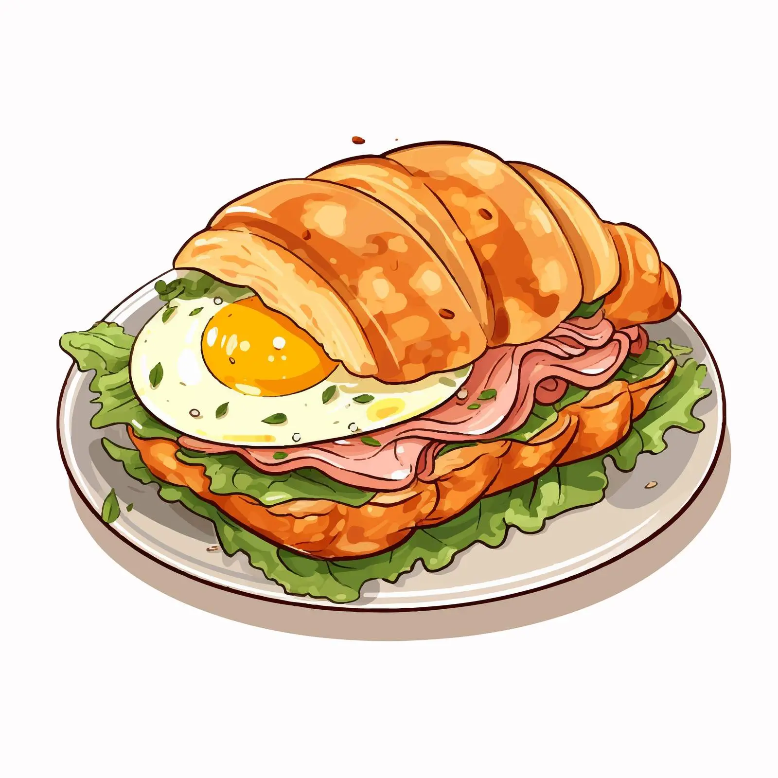 Delicious Croissant Sandwich with Egg and Ham – free meal presentation image from Dotvec