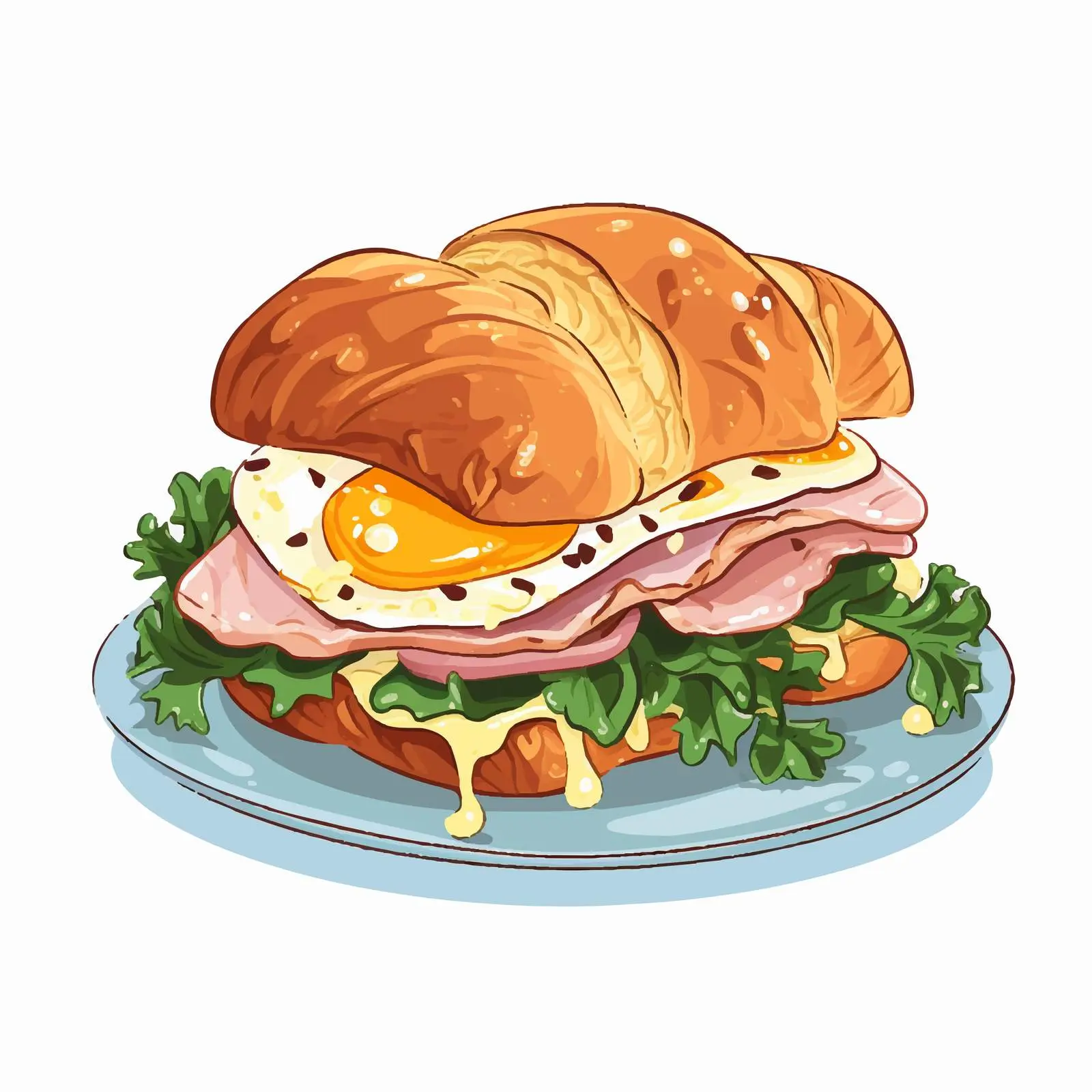 Croissant Sandwich with Egg and Ham – free filling image from Dotvec