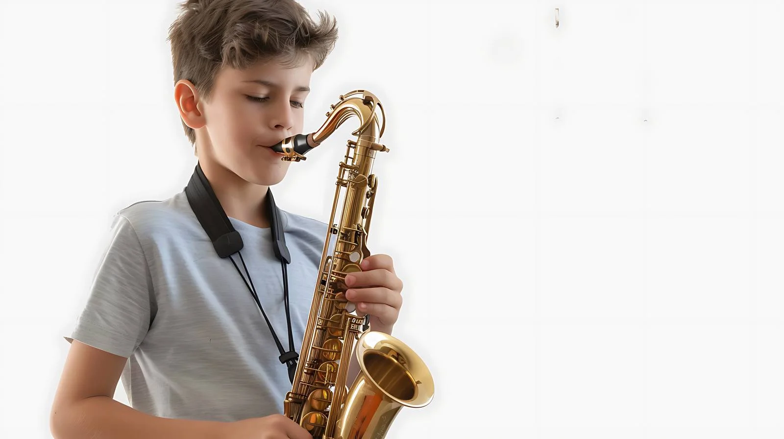 Boy Exercising for Saxophone Practice — free download from Dotvec