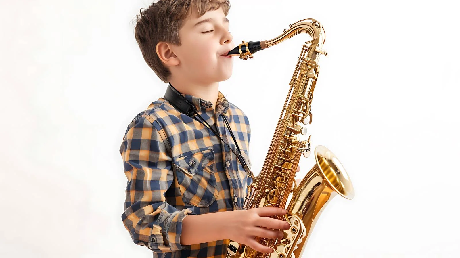 Boy Exercising to Play Saxophone — free download from Dotvec
