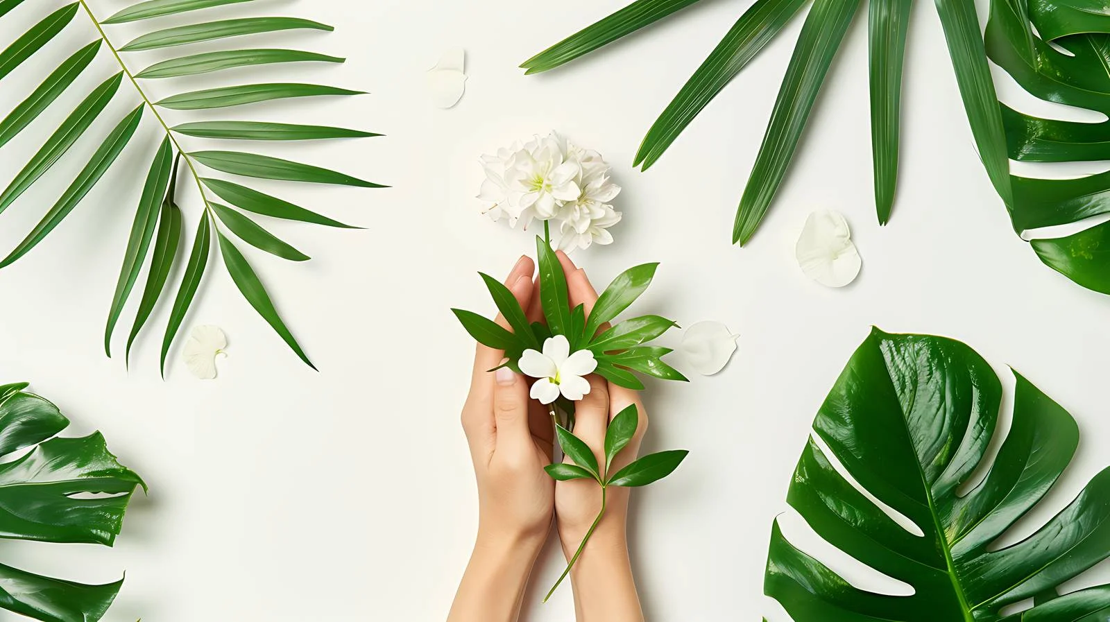 Delicate flower held by girl's hands — free download from Dotvec