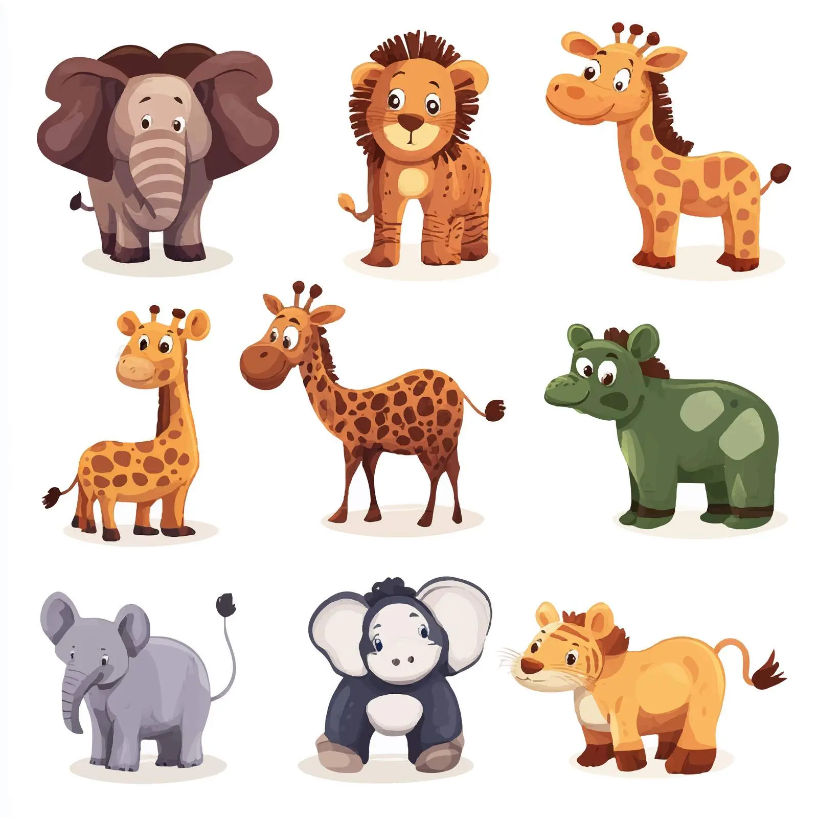 Cute Cartoon African Animals Clipart Collection — free download from Dotvec