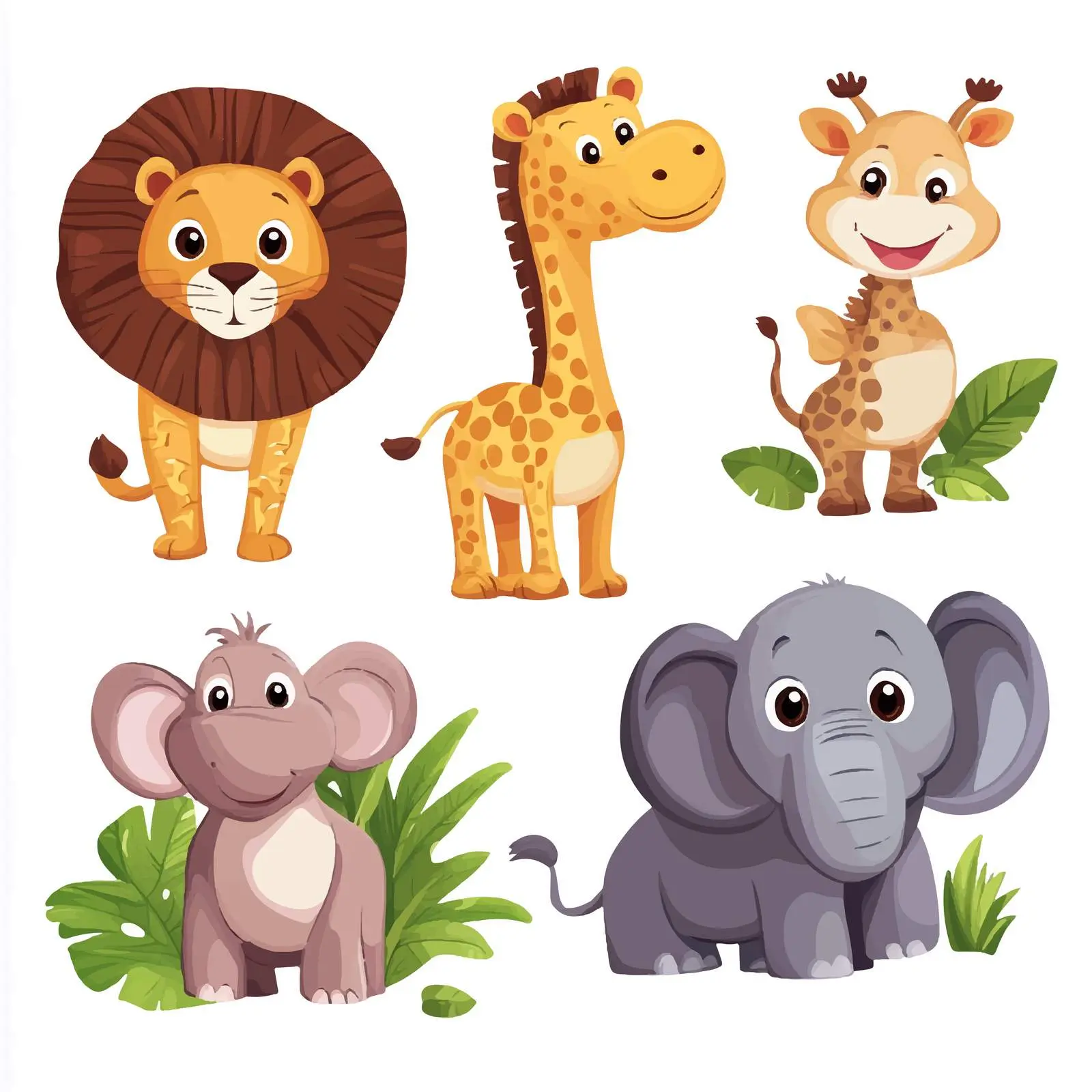 Cute Cartoon African Animals Clipart Vector — free download from Dotvec
