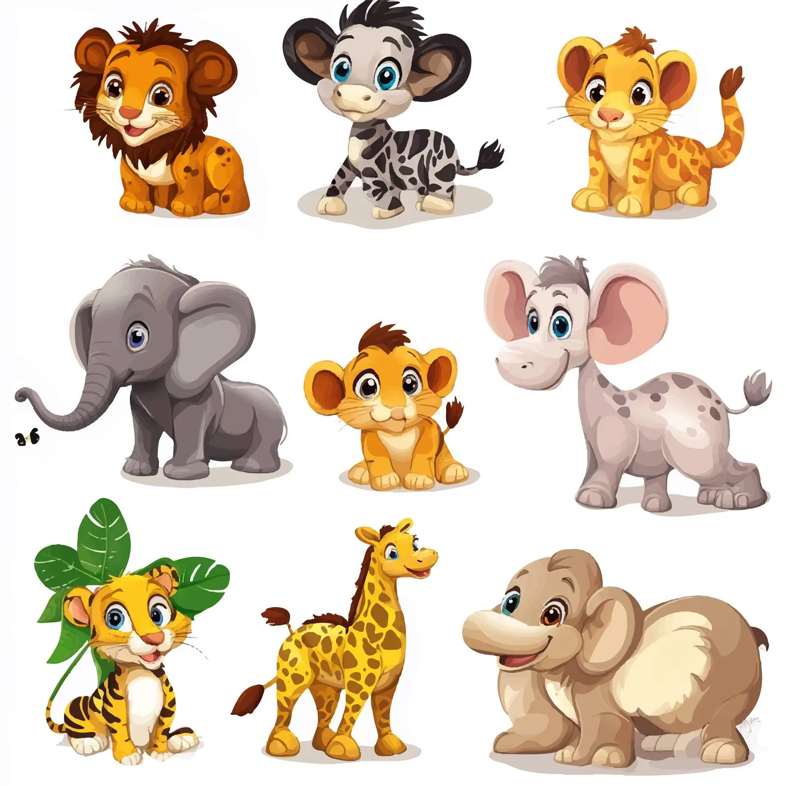 Cute Cartoon African Animals Clipart Vector — free download from Dotvec